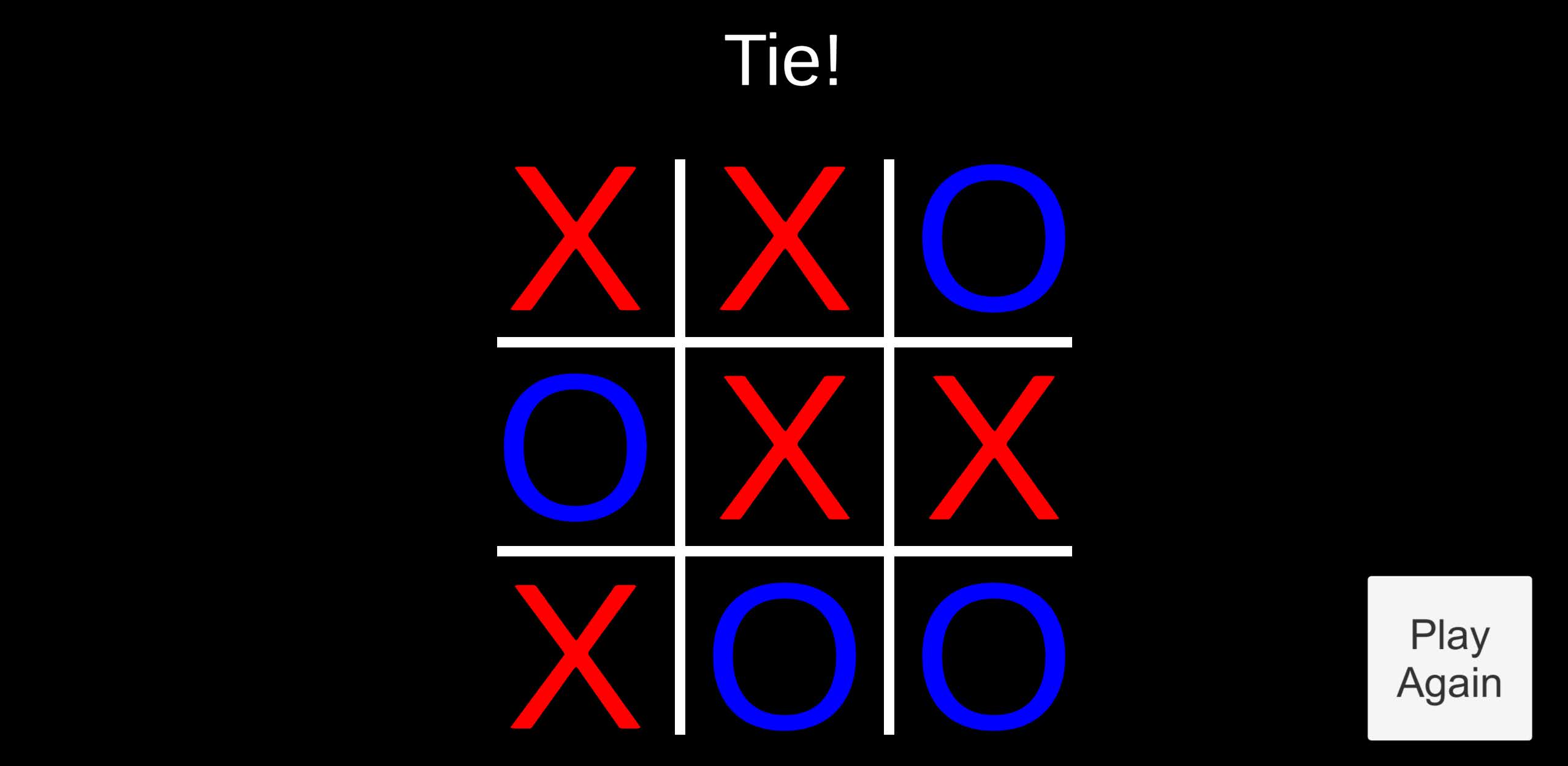 Image of a Tic Tac Toe game against an AI